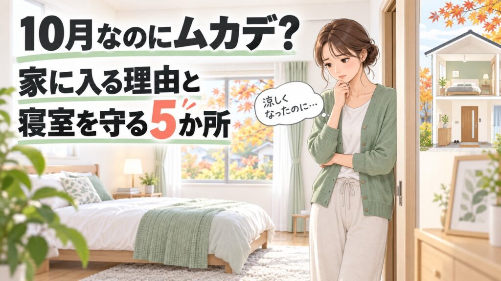 10月なのにムカデ？家に入る理由と寝室を守る5か所。人物と住まいを描いたイラスト
