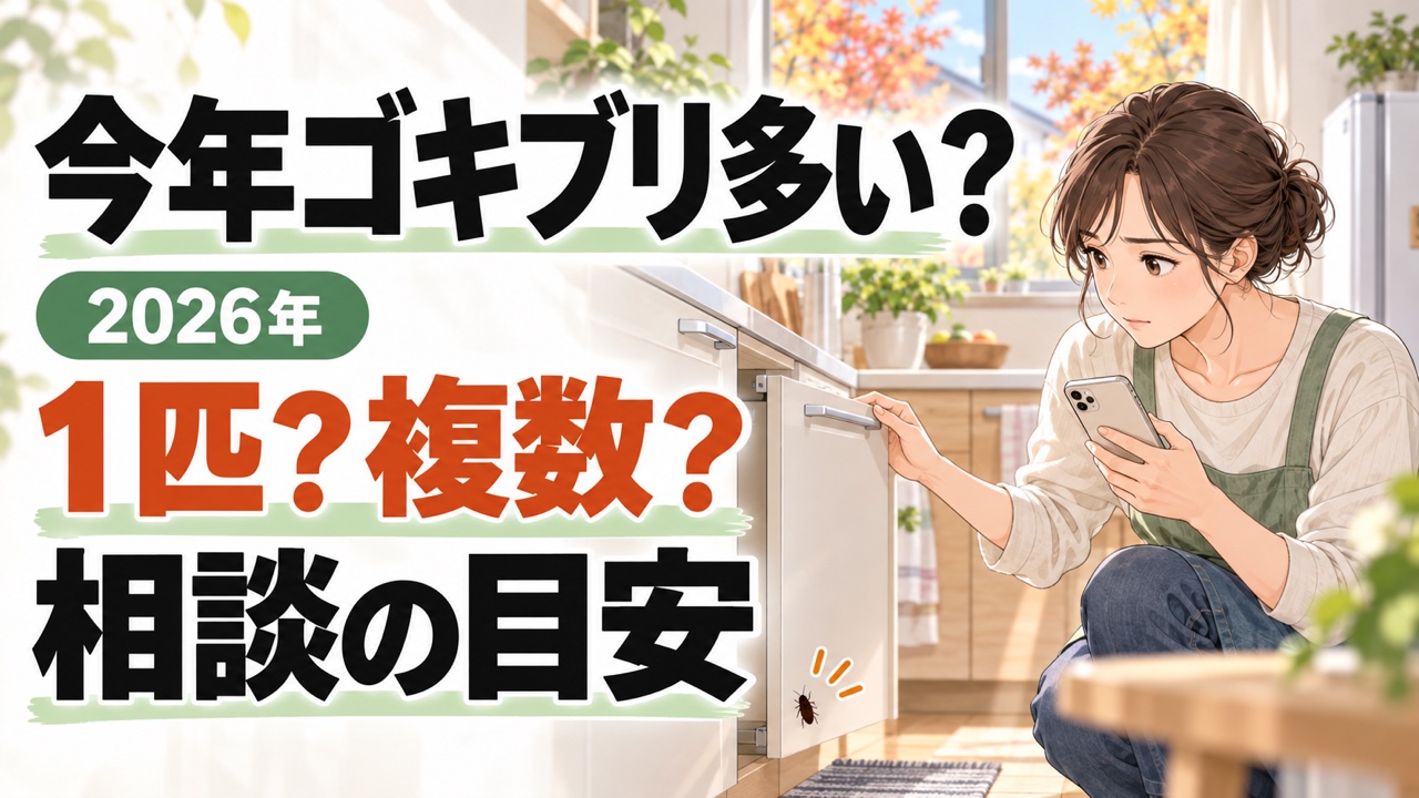 今年ゴキブリが多いと感じた時に1匹か複数かで相談目安を判断するイラスト